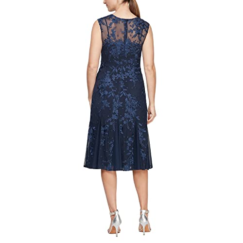 Image of Alex Evenings Women's Short Embroidered Cocktail Dress, Wedding Guest (Petite and Regular Sizes)