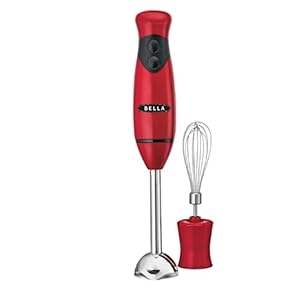 BELLA (14460) 2-Speed Hand Immersion Blender with Whisk Attachment, 250 Watt, Red
