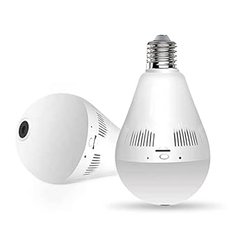 JKPlus 1080P HD WiFi Bulb Light Wireless IP WiFi Camera,Fish Eye 360 Degree Panoramic Mini Lamp IR CCTV Home Security Camera (Bulb Camera)