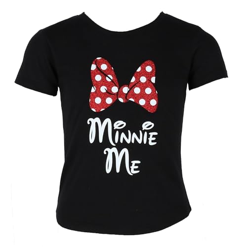 Disney Minnie Me Red Sparkle Polka Dot Bow T-Shirt for Daughters (Girl's, Extra Small)