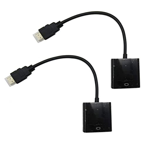 2 Pack 1080P HDMI Male to VGA Female Video Cable Cord Converter Adapter for PC Black
