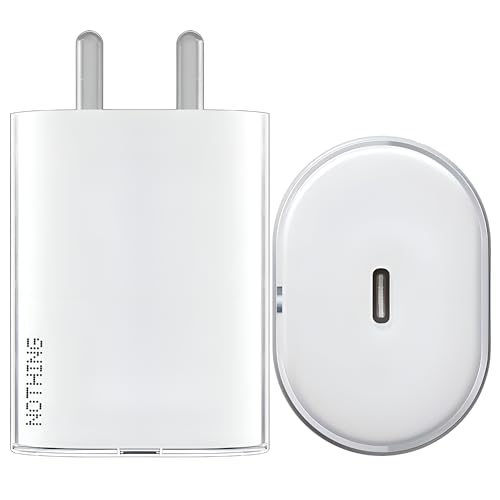 Image of 45W USB C CMF by Nothing Fast Charger Adapter for CMF Phone 1 /Nothing Phone 3a Pro /3a /2A /2a Plus /2 /Buds, CMF 33w Power Charger for Mobile, 45 W Type C Charging Adaptor, Upto 50w Charge Support, White