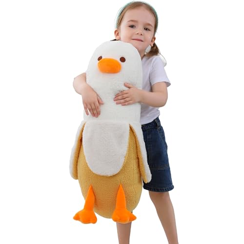 OurHonor 27.5" Big Banana Duck Plush, Duck Plush, Cute Banana
