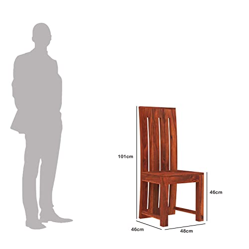 Image of Poster Wooden Dining Chairs Set of 2 for Kitchen & Dining Room, Two Seats, Solid Sheesham Wood, Honey Finish