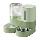 FJMQHU Automatic Pet Feeder, Pet Food Bowl Drinking Large Capacity Detachable Food Container Water Dispenser for Small Dogs Kitten, Green
