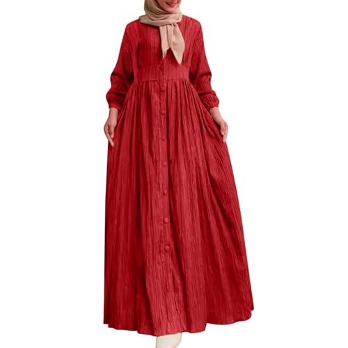 Robe abaya islamique en crêpe plissée à manches longues ballon pour femme