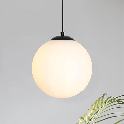 Image of Mahganya Decoration Modern Ceiling Lamp for Living Room, Office,Bedroom Lamp with All Fixtures and Fitting White Design Hanging Antique Fitting (White Black Cap)