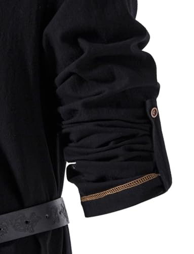 Image of JEMITOP Men's Pure Cotton Vintage Lace Up Shirts for Pirate Renaissance Viking Medieval Costume Without Belt