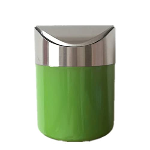 Cubo Basura Cocina Cubo de basura pequeño, Mini cubo de basura for escritorio de acero inoxidable, cubierta oscilante, Cubo de almacenamiento de escritorio, tubo for mesa de comedor Papelera Baño(Gree