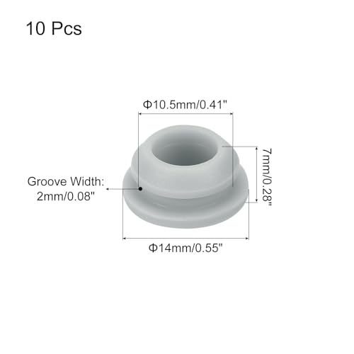 Image of MECCANIXITY 10pcs Silicone Snap in Locking Hole Plugs,10.5mm /0.4 Inch Mounting Diameter Narrow Groove Width 2mm Panel Seal Cover Round for Kitchen Bulkheads Waterproof Sealing Plugs Grey