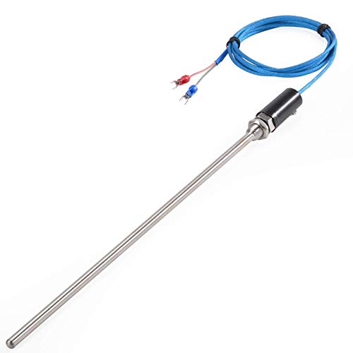 CGELE K-Type Thermocouple Temperature Sensors 0~600℃ Temperature Detector Temperature Gauge 2M/6.6Ft Wire Probe Length 300mm Two Wire 300×7mm Stainless Steel Probe