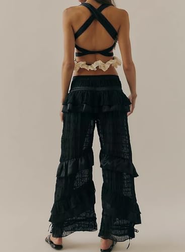 Lace Long Bloomer Pants for Women Y2K Ruffle Victorian Pantaloons Pettipants Slip Pants Capri Pajama Bottoms3