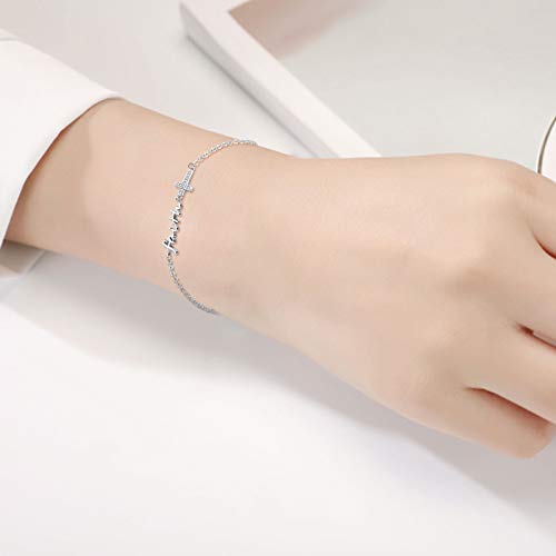 Trishula Faith Cross Bracelet,925 Sterling Silver Adjustable Faith Anklet Bracelet Religious Jewelry Foot Chain Gift For Women Girl #TOP3