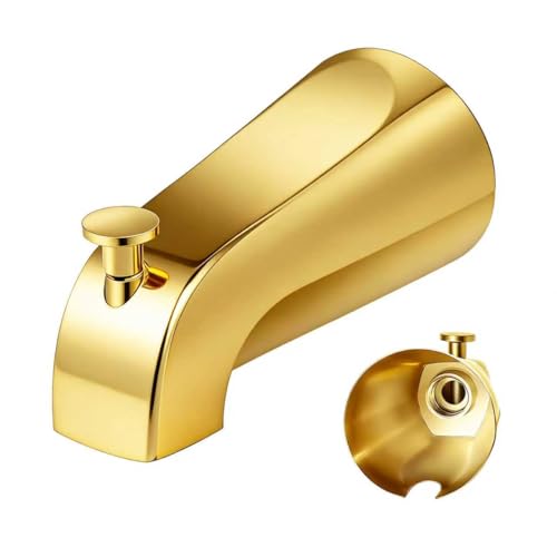 5 1/4 Inch Bathroom Polished Gold Tub Spout with Diverter for 1/2 IPS Inside Thread Bathtub Faucet for Wall Front Mount Bath Tub Faucet Compatible with Westbrass E531D-1F-62