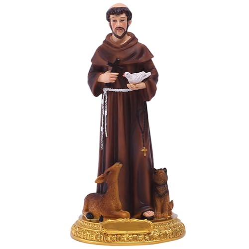 Estatua de San Francisco | Estatua de Resina con y Cruz, Estatua de Mesa, inspiración de oración, colección renacentista, decoración del hogar, Regalo religioso