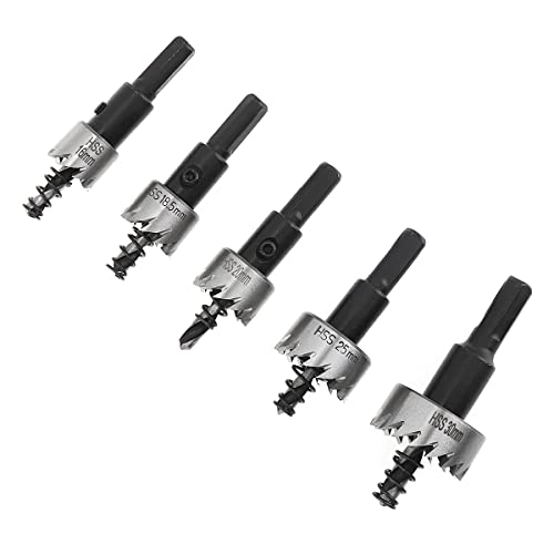 Chgimposs 5Pcs 16-30Mm 5/8-Inch To 1-3/16 Inch Hss Hole Saw Cutter, Drill Bits Set Heavy Duty Tool Kit For Stainless Steel, Aluminum Alloy thumb #5