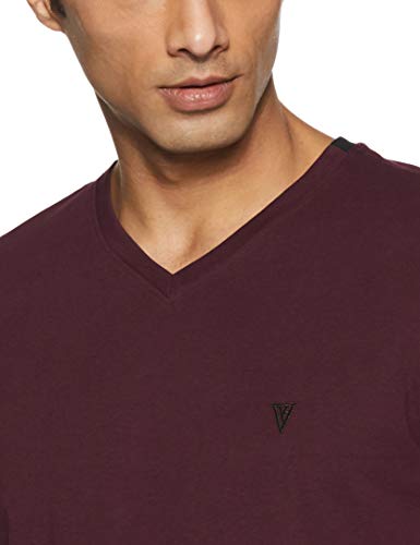 Van Heusen Athleisure Men T-Shirt - Cotton Rich - Smart Tech, Easy Stain Release, Anti Stat, Ultra Soft, Quick Dry_60001_Port Wine_L