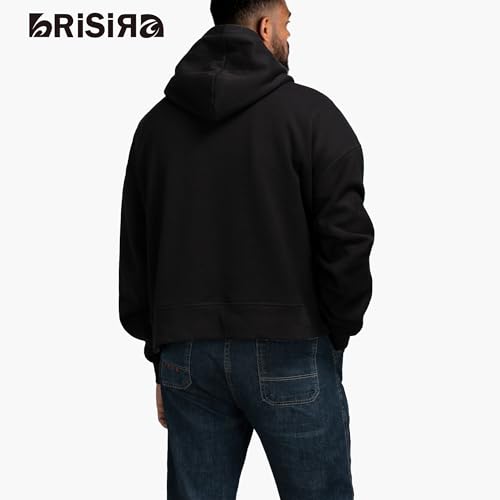 BRISIRA Mens Hoodies Cropped Hoodie Men Warm Winter Fleece Lined Pullover Oversize Baggy Boxy Crop Tops Drop Shoulder4