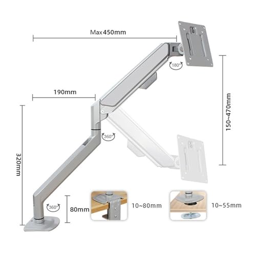 Brazo de monitor para evitar dolor de cuello con soporte ergonómico ajustable de resorte de gas 3
