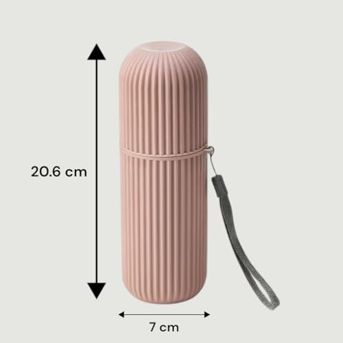 Image of Travel Curry - Travel Toothbrush Cup Case, Portable Toothbrush Holder Case for Traveling, Camping, Business Trip and School, Plastic Toothbrushes Toothpaste Set (Pastel Pink)
