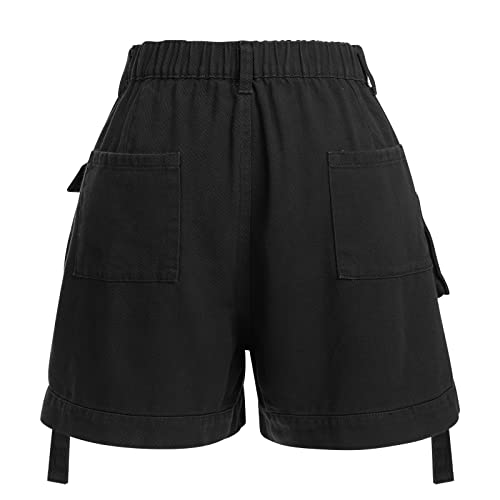 Damen Sommer Cargo Shorts Kurze Hosen Militär Casual Elastische Taille Freizeithose mit Taschen Baumwolle Outdoorhose S-2XL – Bild 4