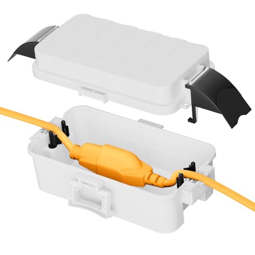 [2 Pack] Restmo Outdoor Electrical Box Weatherproof, Extension Cord Cover | Detachable Shield Covers, IP55 Waterproof, Ideal for Plug, Outlet, Power Strip, Christmas Decoration, Green