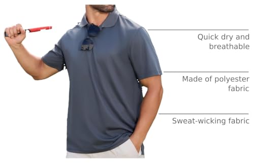 Image of TEZO Polo Shirts for Men Golf Short Sleeve Moisture Wicking Tactical Shirt