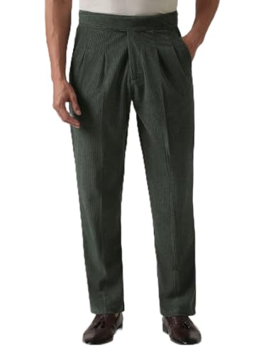 Image of Banana Club Men's Corduroy Gurkha Pants - Classic Cream Cotton Trousers with Regular Fit and Distinctive Waist Design for Casual Wear