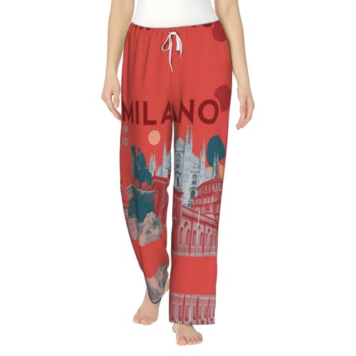 Pantalon de détente doux et extensible à poches imprimé Milano Cityscape