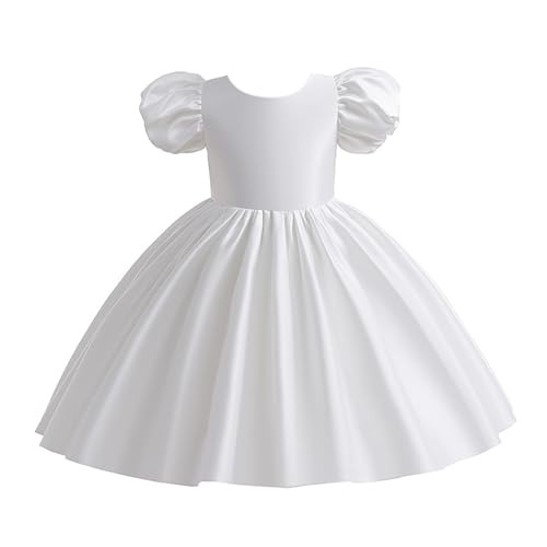 Robe de fête trapèze fille en satin au design noble avec nœud