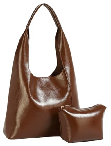 Trendy Tote Bags for Women 2025 Soft Vegan Leather Shoulder Bag Hobo Purse Slouchy Work Handbag Weekender Underarm Bag