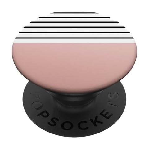 Pink Rose And White Black Stripes Design For Girls PopSockets PopGrip: Swappable Grip for Phones & Tablets PopSockets Adhesive PopGrip Cover