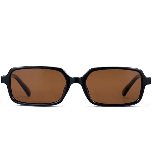 Cyxus Rectangular Sunglasses Womens Men Polarized Small Retro Vintage Fashion Trendy 90s Sunnies P13184