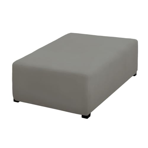 Image of PureFit Super Stretch Form Fit Ottoman Cover Rectangle - Ottoman Slipcovers for Foot Stool Cover & Folding Storage Slipcover for Living Room with Nonslip Elastic Bottom (Medium-L, Light Gray)