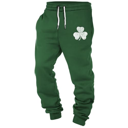 Big and Tall Sweatpants for Men St Patricks Day Clover Elastic Waist Drawstring Pants Pleated Going Out Pants