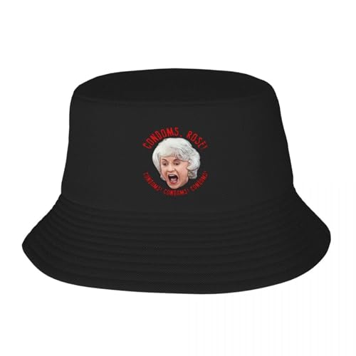 ORHFHVW Chicas Doradas- ¡Condones, Rose! Bucket Hat Negro Icon Golf Mujer Hombre cumpleaños