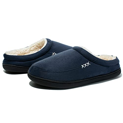 Image of NewDenBer Men's Warm Memory Foam Suede Plush Fleece Lined Slip on Indoor Outdoor Clog House Slippers