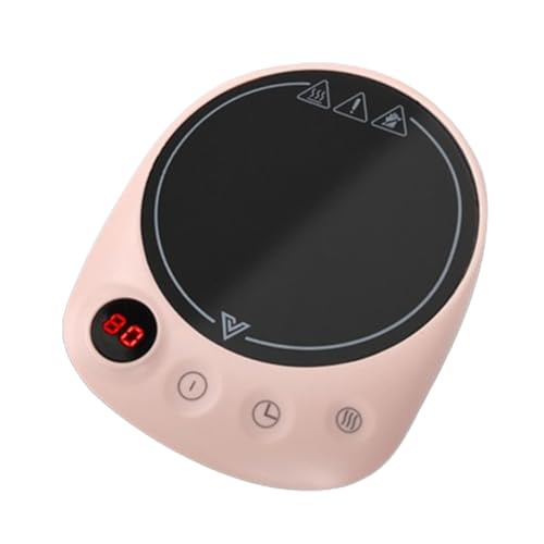 Portable Heating Coaster, 200W Far Infrared Heating Plate - 5 Levels of Temperature Adjustment - 1-12H Scheduled Heat Preservation, for Home/Office,Pink