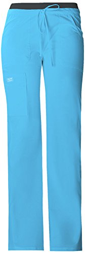 Workwear Core Stretch Women Scrubs Pant Low Rise Drawstring Cargo 24001P, XL Petite, Turquoise - X-Large Petite,Turquoise