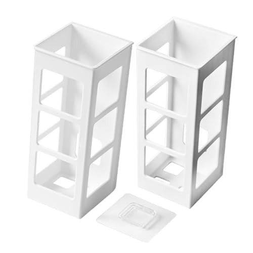 Cabilock 2pcs Wall Mount Hair Tool Holder Storage Box No Punching Design Hair Dryer Curling Iron Styling Tool Organizer for Bathroom