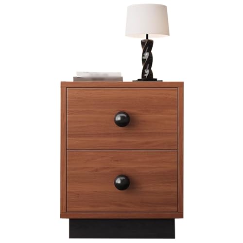 Mesita De Noche Rectangular De Estilo Retro con Cajones, Compacta De Madera para Dormitorio, con Tirador De Cerámica Y Base Estable, No Requiere Instalación(B)