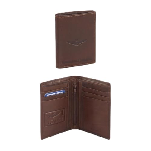 Portefeuille en cuir Aeronautica Militare New Eagle Art 244 marron vertical