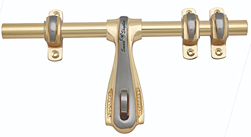 Image of Smart Shophar Aldrop Iceco Brass - Room Door Fittings - Gold Silver - Home Security - Office Gate - 10 Inches - Pack of 1 - Main Door - Tower Bolt Alternative