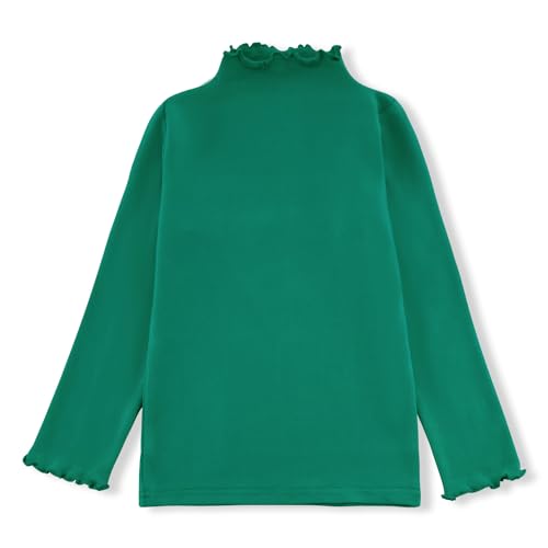 Image of Girls Lettuce Edge Trim Mock Neck Long Sleeve Slim Fit T-Shirt Tops Lightweight Knit Tee
