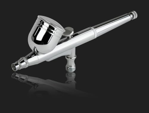 Painter Spray Gun (LABEL) Double Action Airbrush Ab_19 - For Makeup, Tattoo & Bakery Use,Silver
