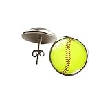 Baru Warna Pelangi Bisbol Anting Stud Olahraga Anting Bulat Kubah Kaca Perhiasan Hadiah Wanita