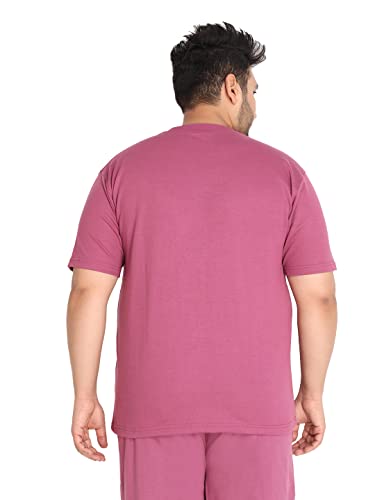 Image of CHKOKKO Men's Plus Size Terry Cotton Loose Fit Half Sleeves T-Shirt