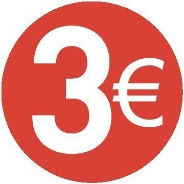 3€ Euro - Pack de 200-30mm Rouge - Prix Autocollants