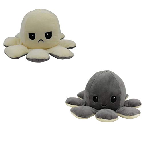 EVANJ Peluche de Pulpo Reversible, Bonitos Juguetes de Peluche muñeco Vibrante de Doble Cara el Pulpo Reversible Original de Felpa Bonitos Juguetes de Peluche Niños (AQ, Pulpo-20 x 20 x 10cm)