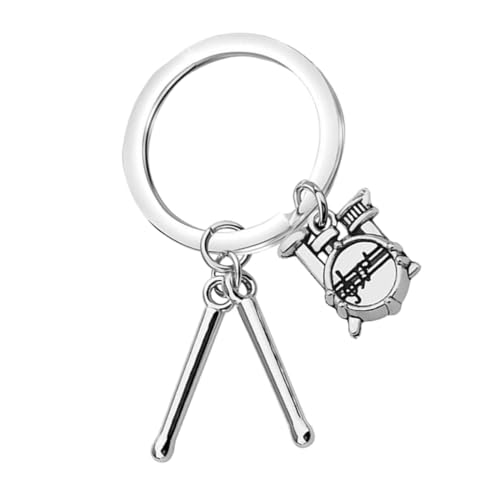LIFKOME llavero con baqueta de batería colgante para música, anillo de llave de baqueta plateado, joyería de percusión para bateristas y músicos miniatura 1